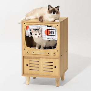 Wooden TV Cat House & Condo