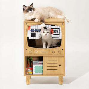 Wooden TV Cat House & Condo