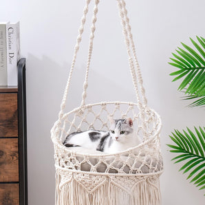 Boho Macrame Hanging Cat Hammock