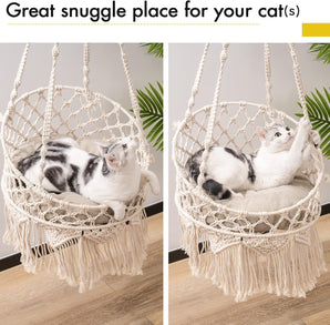 Boho Macrame Hanging Cat Hammock