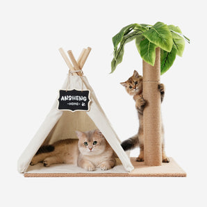 Cat Teepee Bed with Scratching Post