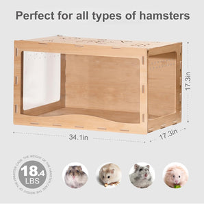 Front-Enclosed Large Wooden Hamster Cage